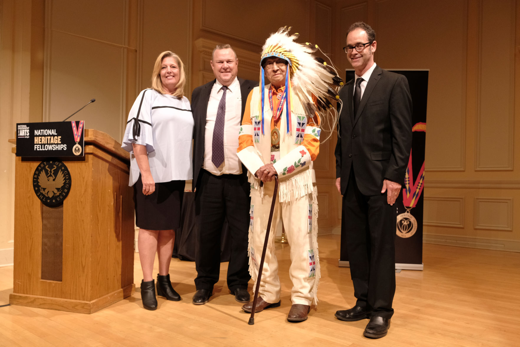 Grant Bulltail receives metal in honor of 2019 National Heritage Fellowship